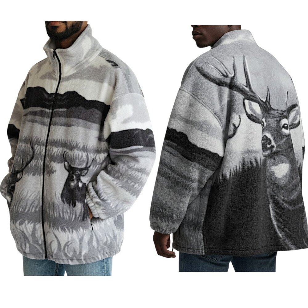 Cozee Corner Vintage 1990s CW Classics Deer Graphic Fleece Lined Coat Size 3X